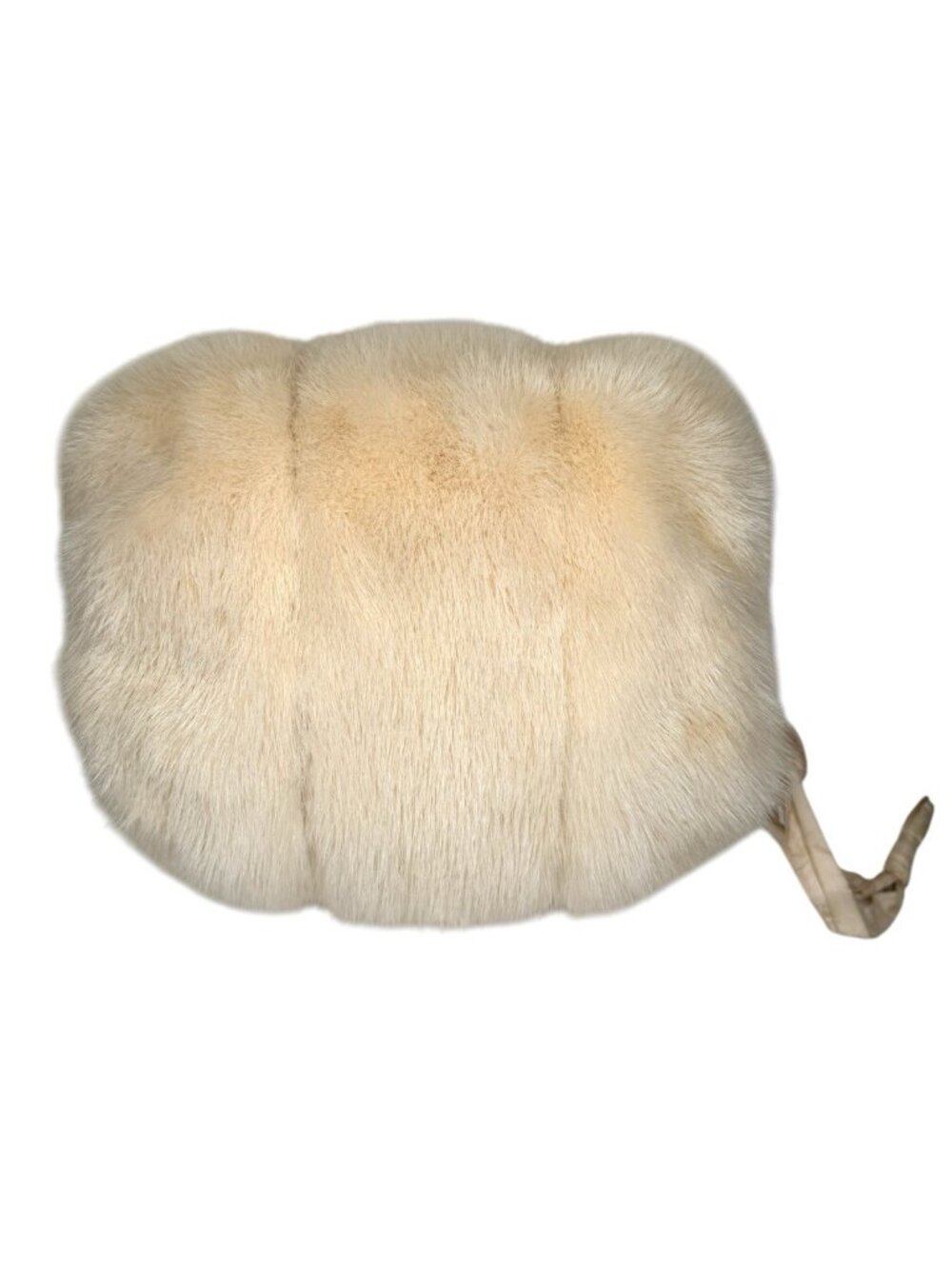 Vintage White Mink Fur Hand Muff 1940s50s Silk Lined Mid Century